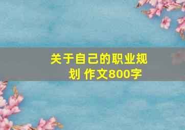 关于自己的职业规划 作文800字